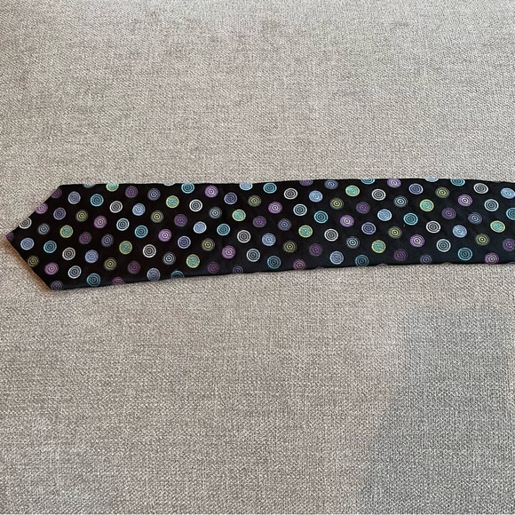 Ted Baker 100% Silk Made in America Men's Multicolor Circles Tie Professional - Picture 10 of 11